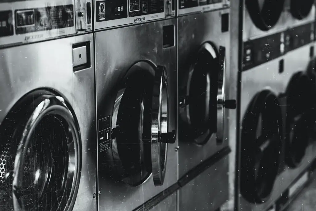 Grayscale Photo of Washing Machine